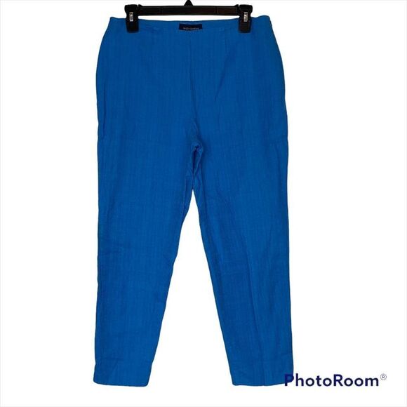 Piazza Sempione Blue Linen Pants - Picture 1 of 4
